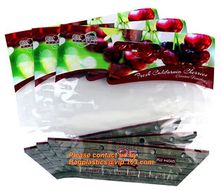 printed zip lock plastic cherry bags fruit bag, Fruit cherry/grape bag, fruits / cherries special vent holes packaging p supplier