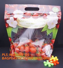 fresh fruit bag with vent hole for grape tomato cherry, fruit packaging anti-fog vegetable plastic bag, Customized Fruit supplier