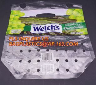 fresh fruit bag with vent hole for grape tomato cherry, fruit packaging anti-fog vegetable plastic bag, Customized Fruit supplier