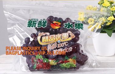 PE slider grape bags with holes for fruit, press zipper handle on top cherry packaging stand up folding pouch, PE bag mi supplier