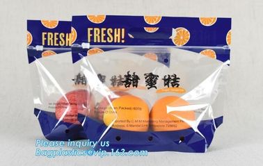 resealable slider top zipper bag for vegetable fruit bag, Fruit slider zip bag with air holes for grape packaging, resea supplier