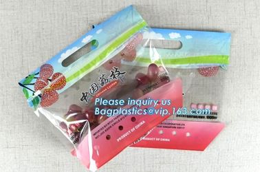 Promotional popular plastic reusable slider zipper food bags, slider k perforated fresh grape packaging bag, fruit supplier