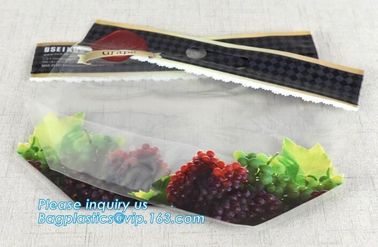 Custom colorful printed slider ldpe k bag, stand up slider zipper export pe grapes bag, zipper lock freezer storag supplier