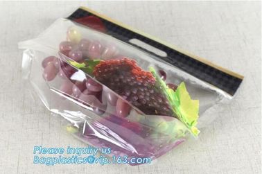 Custom colorful printed slider ldpe k bag, stand up slider zipper export pe grapes bag, zipper lock freezer storag supplier