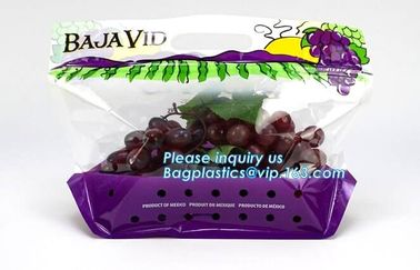 Fresh Perforated Fruit Bag, Fruit bag with slider zip, k fresh keeping pouch bottom gusset banana/mango/grape frui supplier