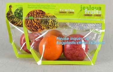 slider zip lock packaging fruit bag for cheery and grape, Vegetable refrigerate used resealable k packaging bag supplier