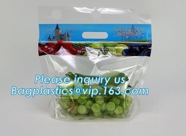 Resealable Vent Hole Plastic Bag For Fruit With Slider, OEM Printed Logo food grade Slider Storage Bags, Custom grape/fr supplier