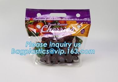 Resealable Vent Hole Plastic Bag For Fruit With Slider, OEM Printed Logo food grade Slider Storage Bags, Custom grape/fr supplier