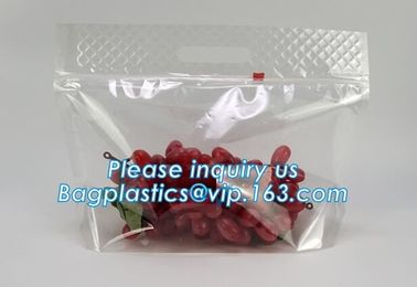 frosted reclosable zipper plastic bags with slider k, round bottom slider grape bag/table grape bag used in graper supplier