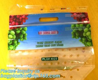 Food service grape packing bag with slider/Red grapes packing bag/Plastic fruit bag, bag for fruit and vegetable package supplier