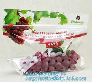 fruit bag with holes sandwich slider zip deli bag, slider zip bag for fresh fruit packaging, grape bag with hole/ slider supplier