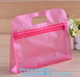 Durable Vinyl With Carry Handle Train Bag, zipper cosmetic bags with double slider, promotional travel custom pvc small supplier