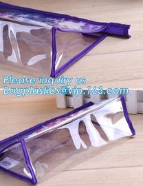 Cosmetics packaging bags With Slider Zipper Top, vinyl pvc packaging bag with slider zipper, Promotional Clear Vinyl Zip supplier