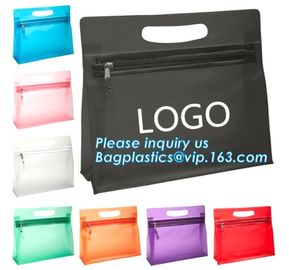 Cosmetics packaging bags With Slider Zipper Top, vinyl pvc packaging bag with slider zipper, Promotional Clear Vinyl Zip supplier