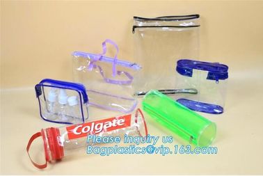 Tote Clear Plastic PVC Travel Toiletry Kit Bag toiletry bag, frosted zipper vinyl bag,promotional clear vinyl pvc zipper supplier