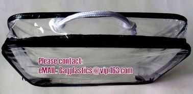 clear pvc packaging bag with handle for wine, vinyl pvc zipper gift tote bags with handles, gift bag with plastic snap supplier