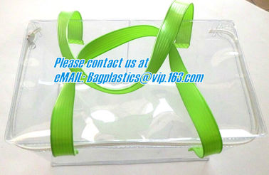 clear pvc packaging bag with handle for wine, vinyl pvc zipper gift tote bags with handles, gift bag with plastic snap supplier