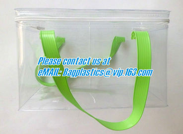 clear pvc packaging bag with handle for wine, vinyl pvc zipper gift tote bags with handles, gift bag with plastic snap supplier