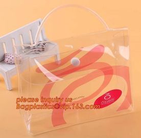 Promotion clear pvc cosmetic plastic handle bag pvc tote bags, recyclable PVC loop handle plastic bag, gift and shopping supplier