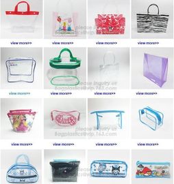 Promotion clear pvc cosmetic plastic handle bag pvc tote bags, recyclable PVC loop handle plastic bag, gift and shopping supplier