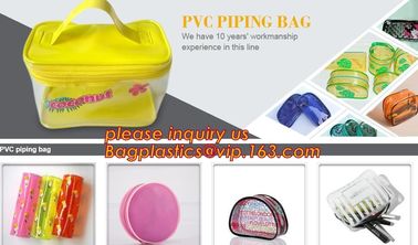 Promotion clear pvc cosmetic plastic handle bag pvc tote bags, recyclable PVC loop handle plastic bag, gift and shopping supplier