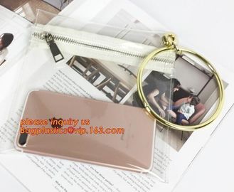 Cosmetic Sewing Metal Zipper Bags, PVC leather cosmetic bag metal double zipper puller makeup bag, Metal Zipper Printing supplier