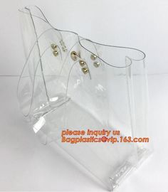 Clear Tote Bags Handbag PVC Women Shoulder Fashion Transparent Beach Bag, PVC Women Bags Tote Beach Handbags, eco zipper supplier