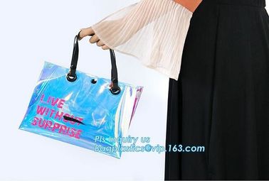 custom pvc handle bag,pvc gift bag, packaging packing handle bag with button close, vinyl clear pvc tote bags, Reusable supplier