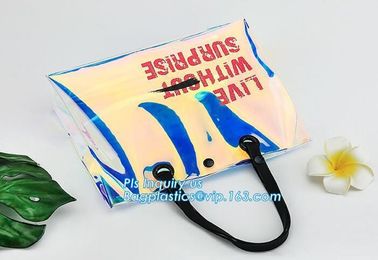 custom pvc handle bag,pvc gift bag, packaging packing handle bag with button close, vinyl clear pvc tote bags, Reusable supplier