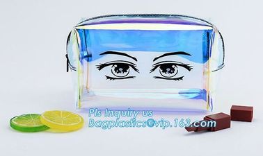 Women makeup organizer travel toiletry bags/ transparent PVC cosmetic, bag with cotton binding, makeup bag pvc cosmetic supplier