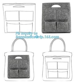 Handmade Felt Shopping Bag With Handle, Ladies Fashion Felt Tote Bag With PU Handle, OEM Gray 2mm Thick Felt Handle Fash supplier