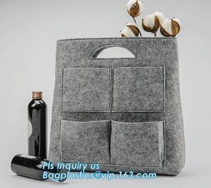 Handmade Felt Shopping Bag With Handle, Ladies Fashion Felt Tote Bag With PU Handle, OEM Gray 2mm Thick Felt Handle Fash supplier