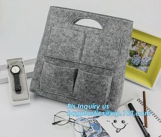 Handmade Felt Shopping Bag With Handle, Ladies Fashion Felt Tote Bag With PU Handle, OEM Gray 2mm Thick Felt Handle Fash supplier