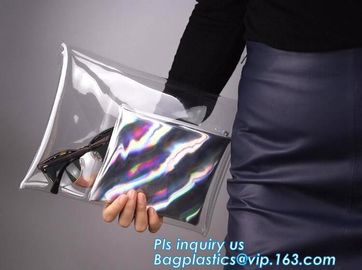 Eco-friendly Practical Waterproof Transparent Zipper Hand Bag PVC Cosmetic Clutch Bag For Gift Promotion, purse, wallet supplier