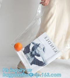 Beach Tote Bag Pvc Handle Bags, Handle Zipper lock Transparent Clear pvc Packaging bag, PP PVC handle bag for packages supplier