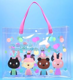 pvc packaging shopping handle bag with button, promotional clear tote pvc handle shopping bag pvc tote bag, die cut hand supplier