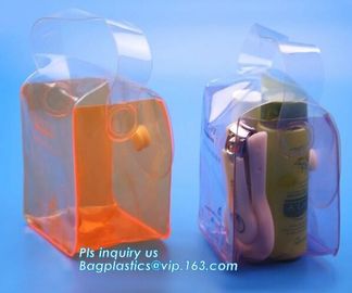 pvc packaging shopping handle bag with button, promotional clear tote pvc handle shopping bag pvc tote bag, die cut hand supplier