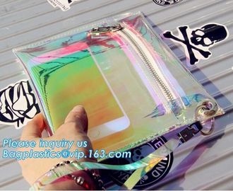 Clear Vinyl Neon Hue Mini Tote Bag, fashion handbag transparent clear neon PVC tote bag, shopping beach bag tote bag supplier