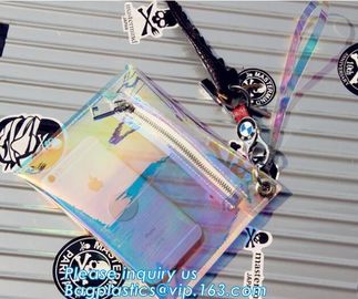 Clear Vinyl Neon Hue Mini Tote Bag, fashion handbag transparent clear neon PVC tote bag, shopping beach bag tote bag supplier