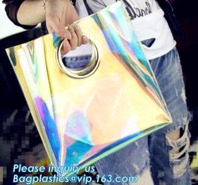 Neon Mini Tinted Pvc Tote Bag, Neon Shopping Bag, fashion neon yellow PVC beach tote bag, neon laser shopping beach bag supplier