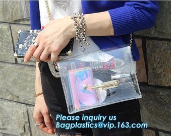 Beach Clear PVC Shoulder Bag DIY Transparent Clutch Tote Bag, candy jelly bag transparent clear pvc handbag shoulder cro supplier