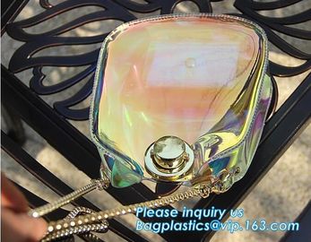 fashion ladies college girl summer beach jelly clear PVC handbag shoulder chain bag, Fashion Women PVC Transparent Tote supplier