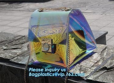 Women's Holographic Laser PVC Chain Cross Body Bag Clutch Shoulder Bag, Women Waterproof Security Shoulder Clear Tote ba supplier