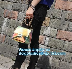 Women's Holographic Laser PVC Chain Cross Body Bag Clutch Shoulder Bag, Women Waterproof Security Shoulder Clear Tote ba supplier