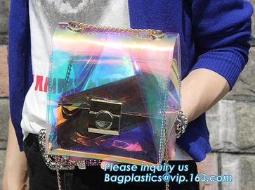 Women's Holographic Laser PVC Chain Cross Body Bag Clutch Shoulder Bag, Women Waterproof Security Shoulder Clear Tote ba supplier