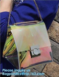 Women's Holographic Laser PVC Chain Cross Body Bag Clutch Shoulder Bag, Women Waterproof Security Shoulder Clear Tote ba supplier