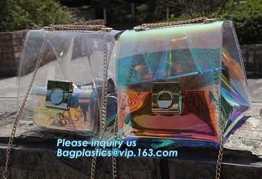 Women's Holographic Laser PVC Chain Cross Body Bag Clutch Shoulder Bag, Women Waterproof Security Shoulder Clear Tote ba supplier