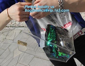 Handbags Shoulder Tote PVC Beach Bags for women with Zipper, pvc tote bag transparent handbag shoulder bag, Tote Handbag supplier