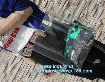 Female Casual Toiletry Shoulder Bags, summer waterproof clear pvc shopping bag bag custom transparent grocery shoulder b supplier