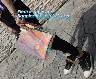 fashional pvc lcear plastic shoulder display shopping bag, Portable Clothing Storage Shopping Bag, Women Fashionable Tra supplier